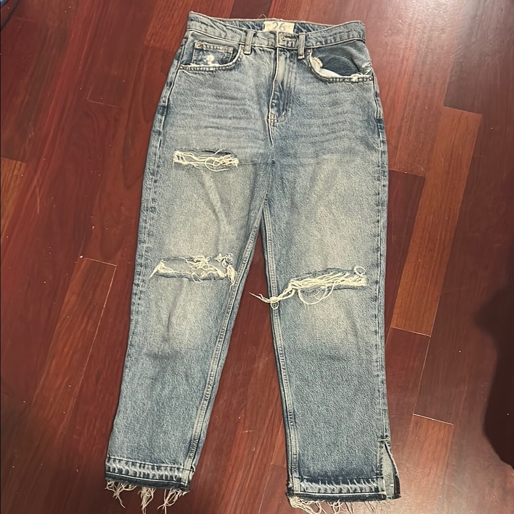 Distressed Blue Jeans